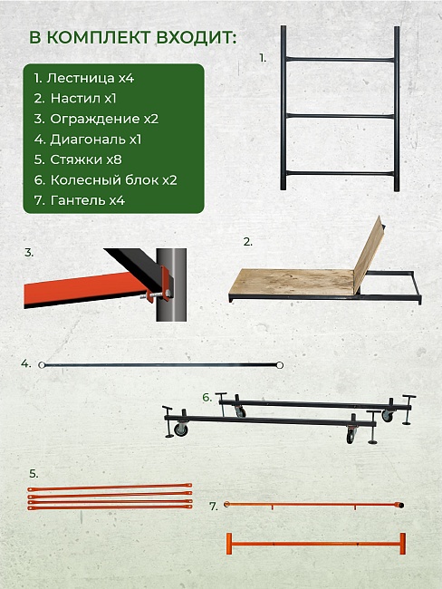 Вышка-тура TeaM ВСП 0.7х1.6, 2.8 м фото 2
