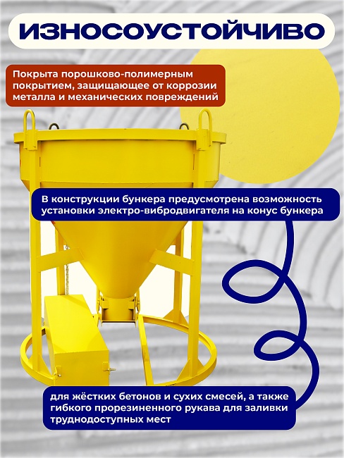 Бадья для бетона  Промышленник БН 1,0 м3  c лотком фото 5