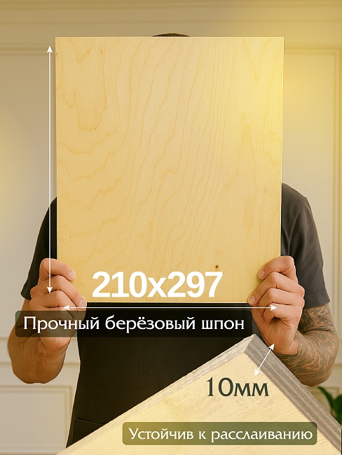 Фанера  Промышленник 210x297x10 мм, береза 1 шт. фото 1
