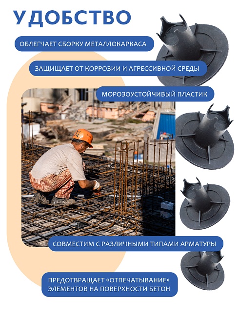 Фиксатор арматуры  Промышленник стульчик под сыпучий грунт с литой опорой ФС 40 250 шт. фото 6