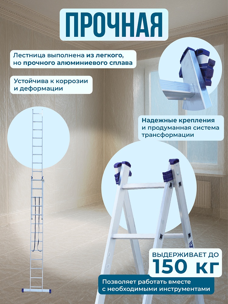 Лестница двухсекционная Alumet Ал 5212 фото 3