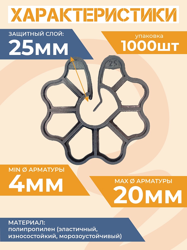 Фиксатор арматуры Промышленник  звездочка 25 упаковка 1000 шт. фото 2