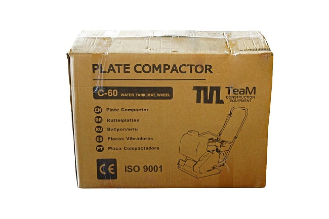 Виброплита бензиновая TeaM С-60 с двигателем Honda и баком для воды, колесами фото 6