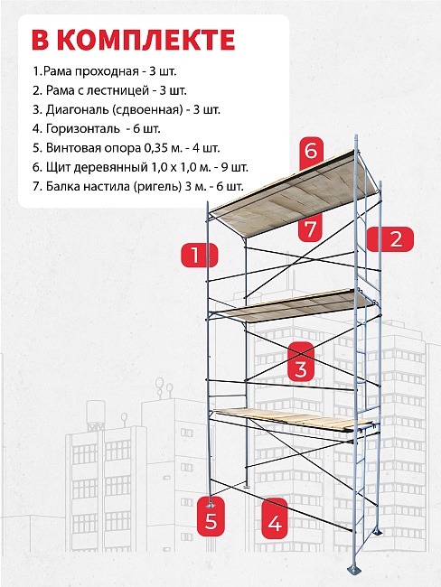 Леса строительные рамные ЛРСП 30 комплект 3x6 м фото 5