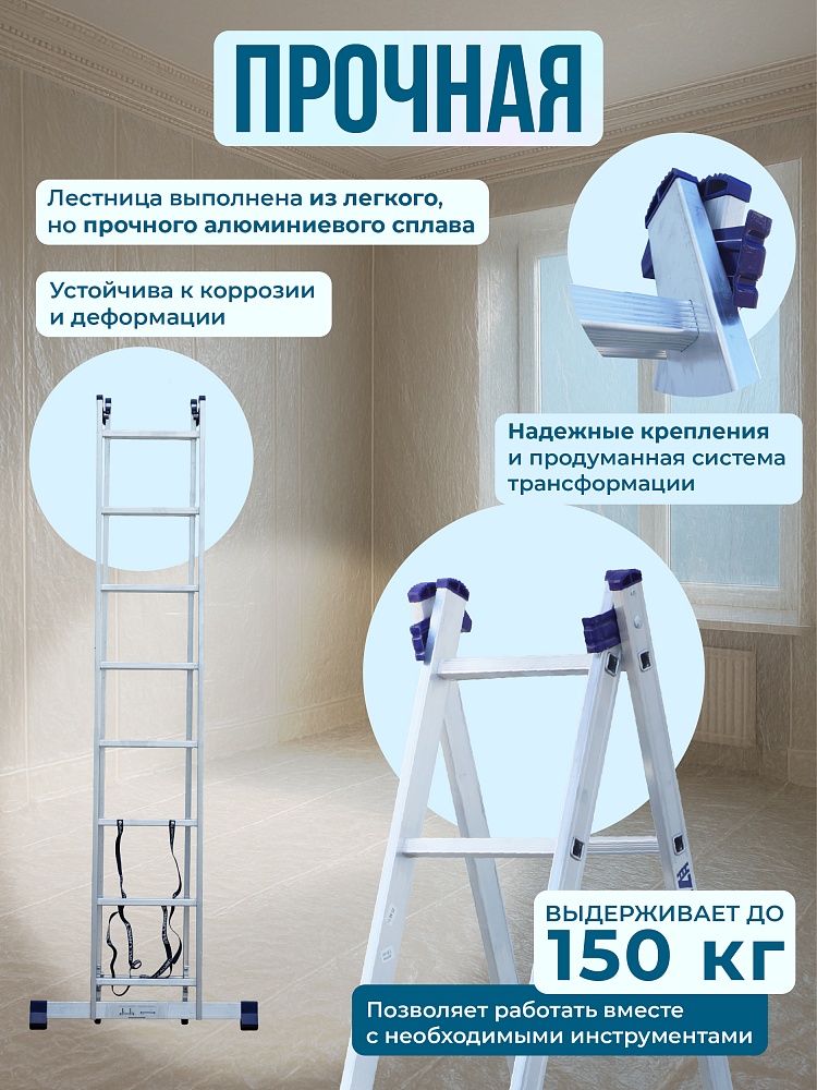 Лестница двухсекционная Alumet Ал 5208 фото 3