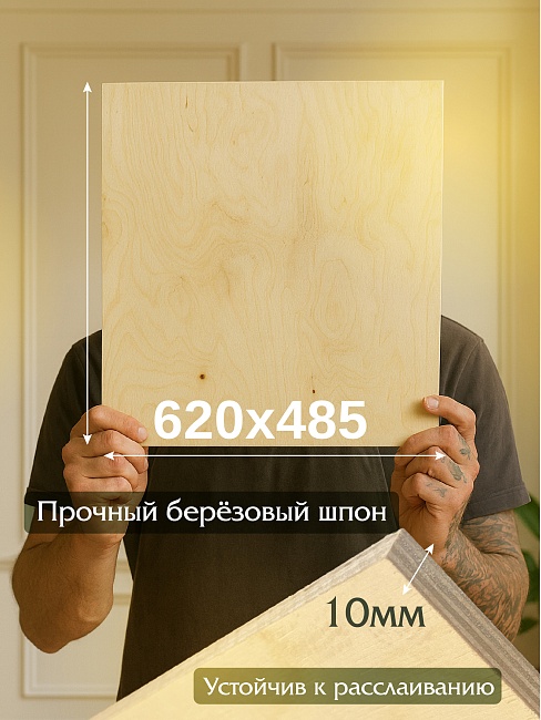 Фанера Промышленник 620х280х10мм, береза, упаковка 1 шт фото 2