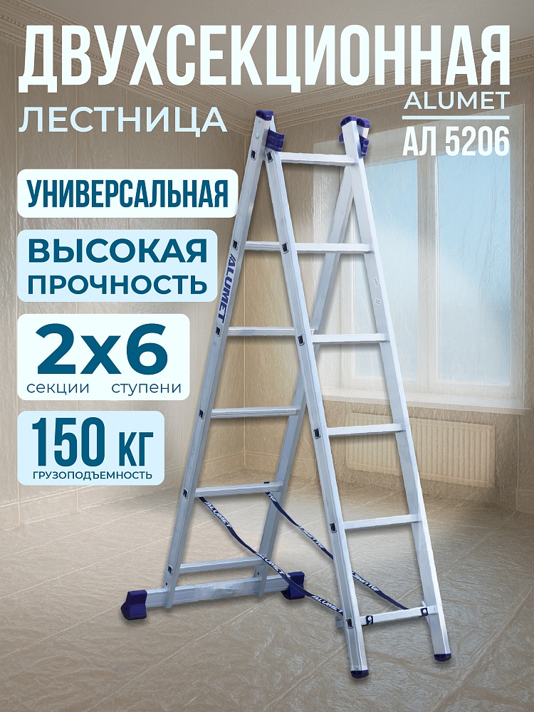 Лестница двухсекционная Alumet Ал 5206 фото 1
