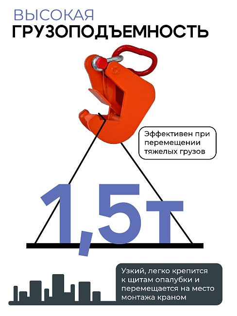 Захват монтажный Промышленник окрашенный 1,5 т упаковка 2 шт. фото 4