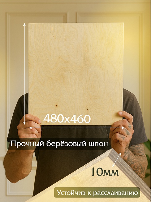 Фанера Промышленник 480х460х10мм, береза, упаковка 5 шт фото 2