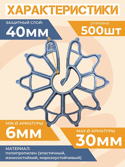 Фиксатор арматуры  Промышленник звездочка 40 упаковка 500 шт. фото 2
