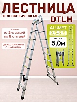 Купить Лестница телескопическая двухсторонняя с шарниром DTLH 2,5+2,5