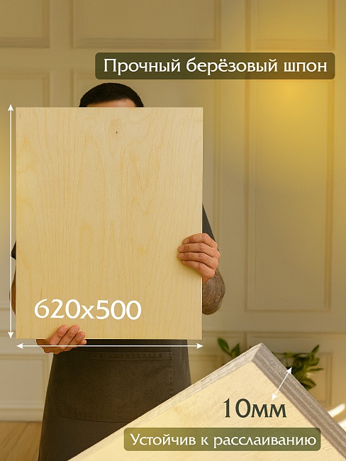 Фанера Промышленник 620х500х10мм, береза, упаковка 5 шт фото 2