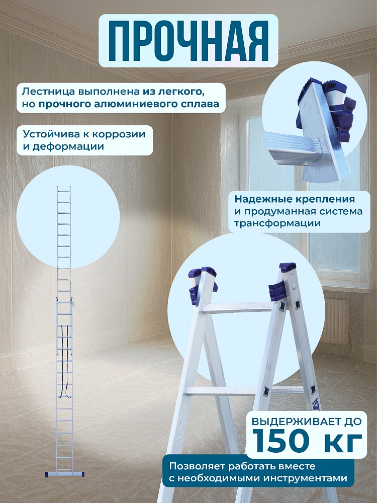 Лестница двухсекционная Alumet Ал 5214 фото 3