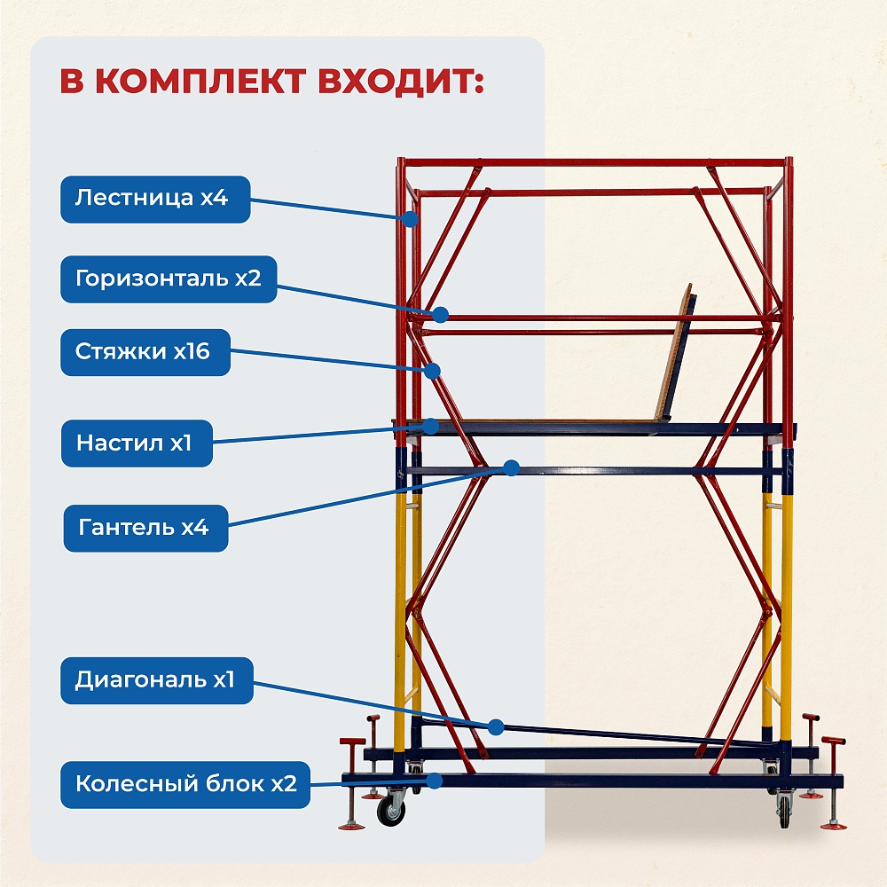 Вышка-тура Промышленник ВСП 0.7х1.6, 2.8 м ver. 2.0 фото 2