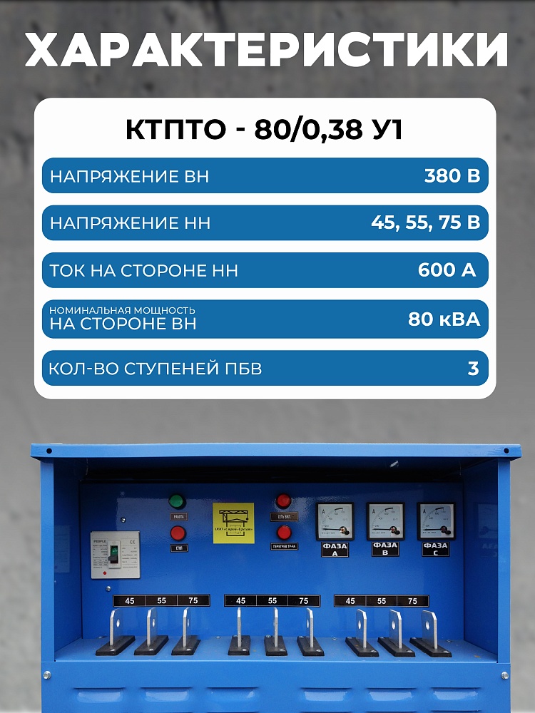 Трансформатор для прогрева бетона Промышленник ТСДЗ-80/0,38 фото 2